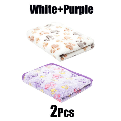Pet Blanket Cute Dog Paw Print Blanket Pet Mat Warm Comfortable Blanket for Cat Dogs Soft Fluffy Pet Mat Flannel Dog Blanket