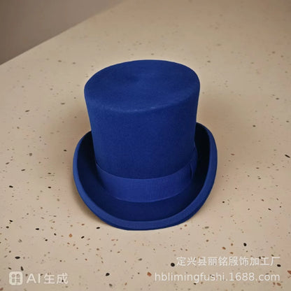 100% Wool Magic Top Hat & President Derby, Felt Jazz Cap & Equestrian Style, Gentleman Formal Hat Collection