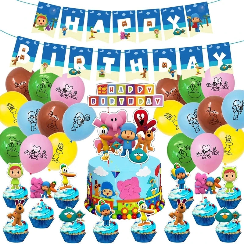 Pocoyoed Foil Air Balloons Eily Pato Latex Ballons Elephant PP Party Happy Birthday Banner Baby Shower Decoration Kids Boys Toys