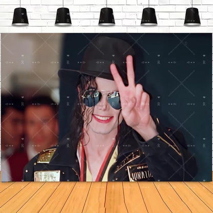 Michael Jacksons Birthday Party Decorations Fans Party Supplies Cake Topper Balloons Background Photo Studio Photography Props