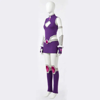 Koriand'r Cosplay Costumes Starfire Adult Women Purple Battle Suit Bodysuit Con Fantasy Outfits For Halloween Role Play Party