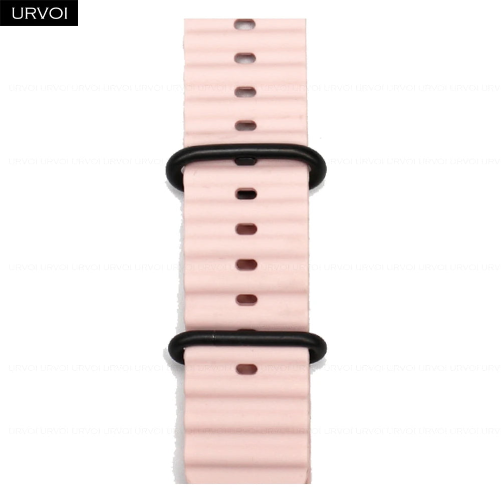 URVOI Ocean Band for Apple Watch Ultra 4 3 2 Strap Series 12 11 10 SE Sport Band for iWatch Silicone Wristband Black Buckle 49mm