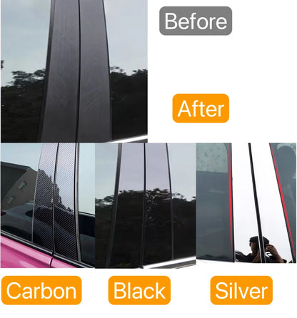 4pcs Silver Carbon Glossy Black Pillar Posts Fit For Fit For SsangYong Tivoli 2015 2016-2023Door Side Decor Window Cover Sitcker