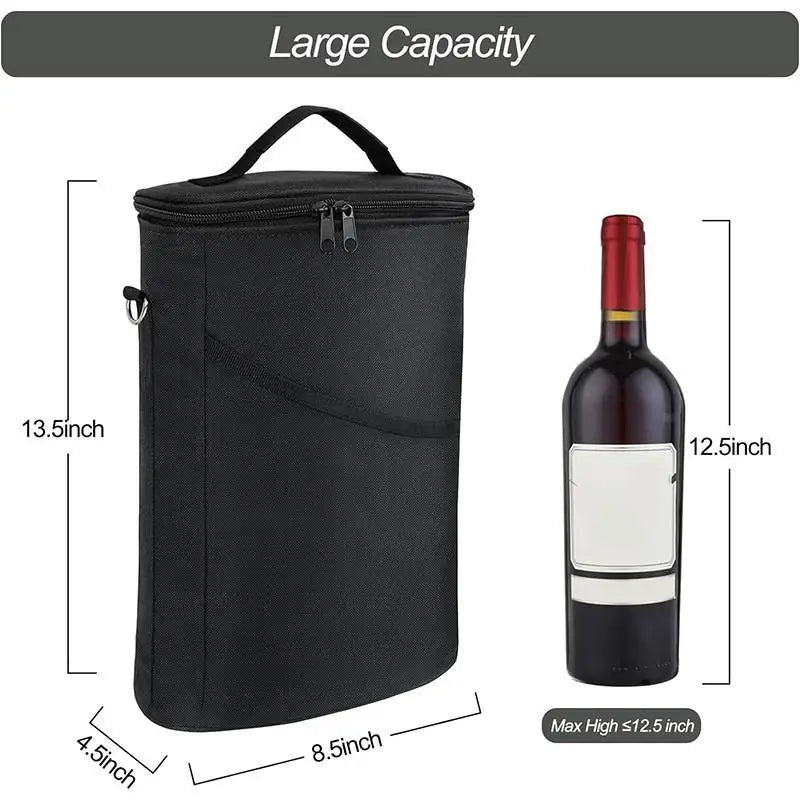 -Wine Bottle Bag Soft Cooler Wine Bottle Insulated Bag For Wine Thermal Outdoor Bag For Travel Carrier Tote Wine Glass