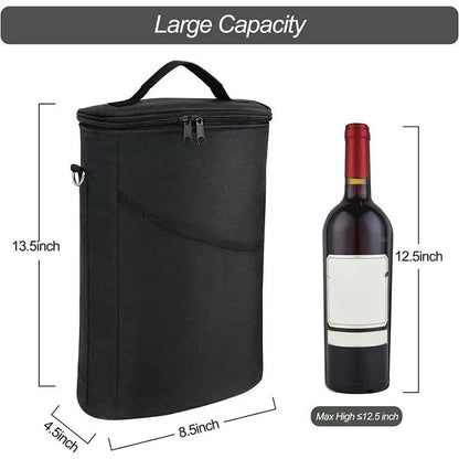 -Wine Bottle Bag Soft Cooler Wine Bottle Insulated Bag For Wine Thermal Outdoor Bag For Travel Carrier Tote Wine Glass
