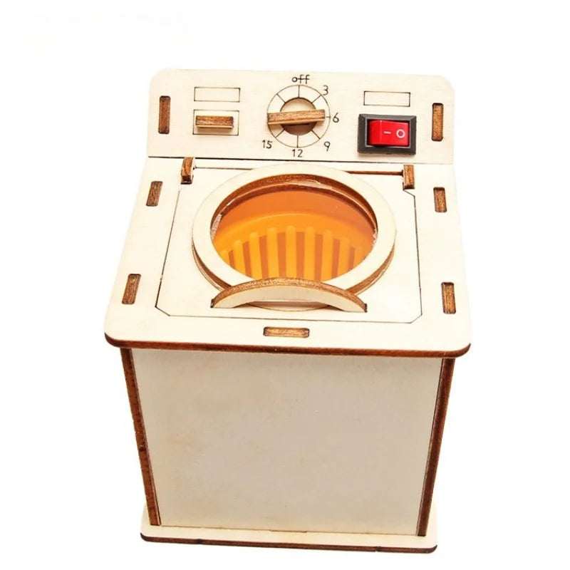 Kids Science Toy Washing Machine Technology Gadget STEM Physics Wooden 3D Puzzle Kit Learning Educational Toys for Children