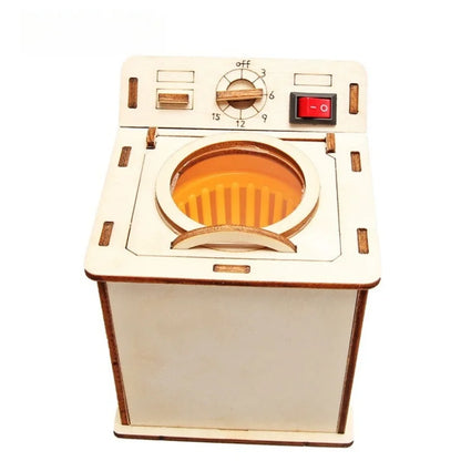 Kids Science Toy Washing Machine Technology Gadget STEM Physics Wooden 3D Puzzle Kit Learning Educational Toys for Children