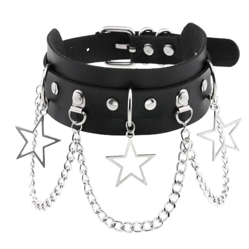 1pc Harajuku Gothic Spike Rivet Star Necklaces Collares Hip Hop Rock