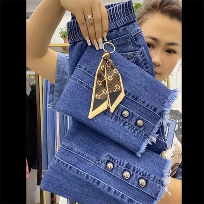 Spring Summer 2026 New Fashion Korean Jeans Women's With High Waist And Slim Joker Fashion Casual Denim Harem Pants Female