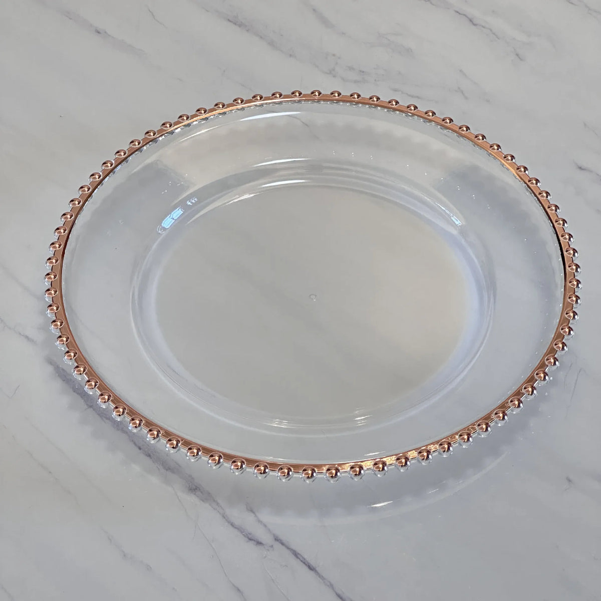 Nordic Style Plastic Steak Plate Gold Rimmed Fruit Salad round Dish Western Dinner Party Dinnerware Plate Decorative
