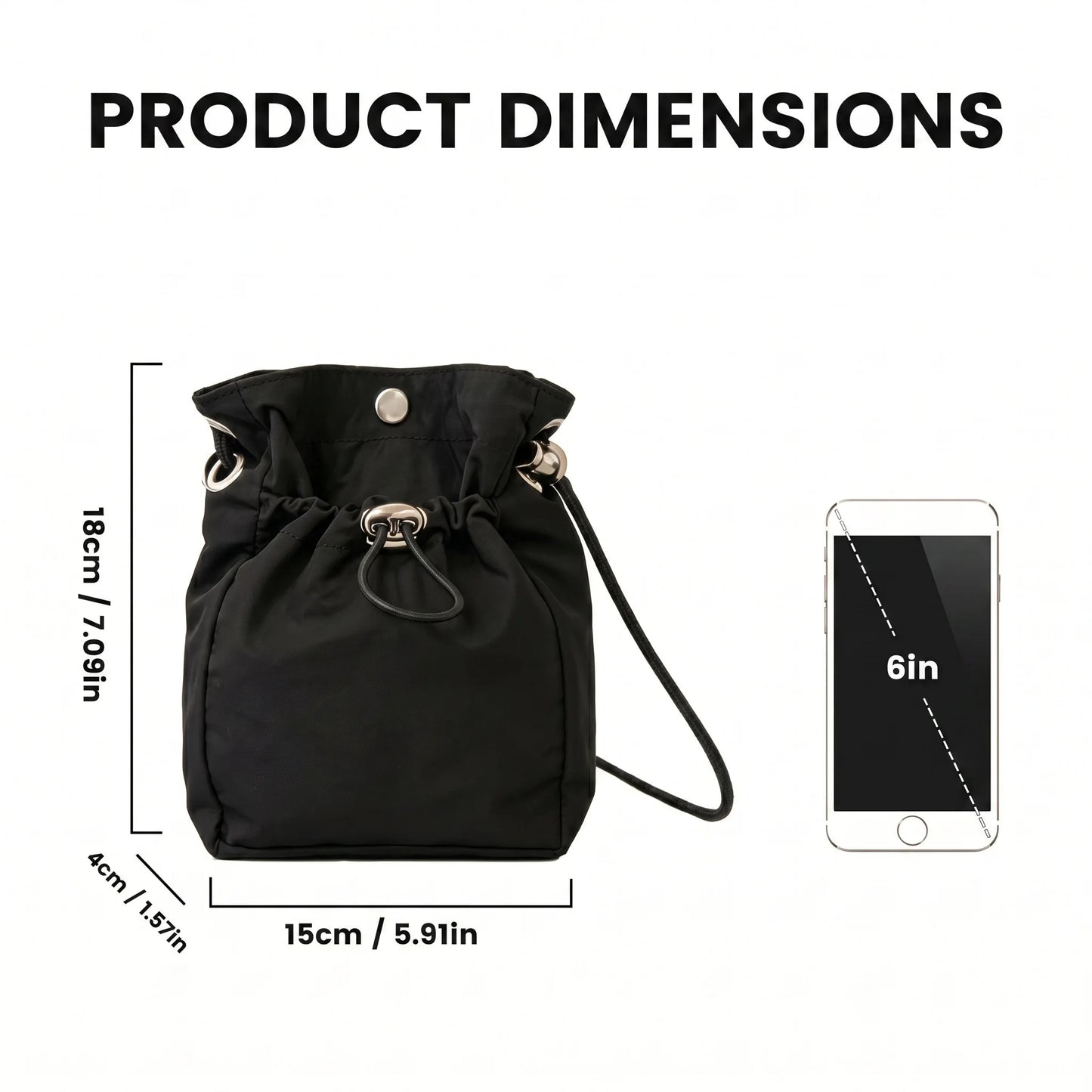 Unisex Lightweight Waterproof Nylon Drawstring Crossbody Bag Mini Dual Closure Adjustable Phone Shoulder Purse Travel Sling Bag
