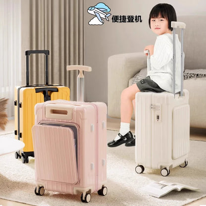 24-28 inch Double Trolley Children's Luggage Ride on Suitcase 20 Inch Cabin Luggage Rear Opening Laptop Bag Suitcase
