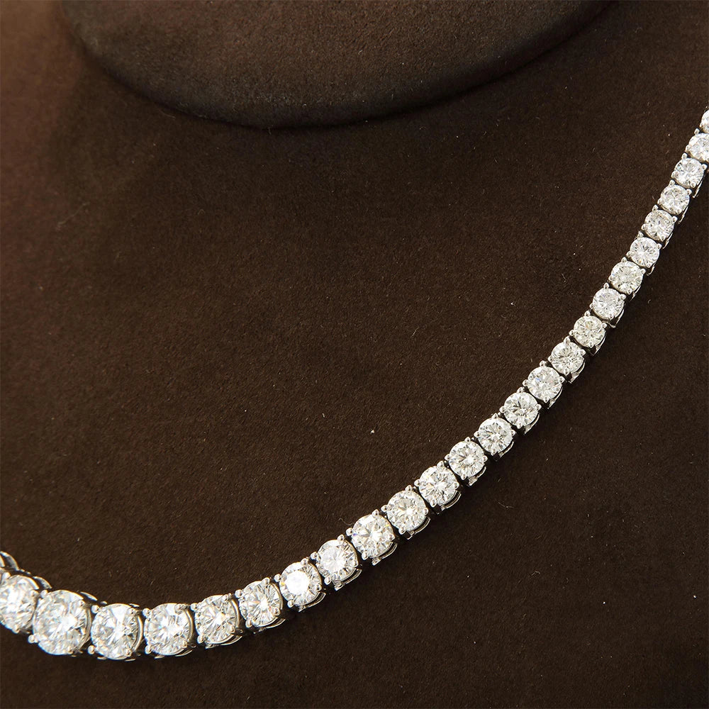 Moissanite Diamond Tennis Necklace with Certificate 3-5mm Size Gradient Diamond Riviera Necklace S925 Silver Choker for Women