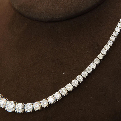 Moissanite Diamond Tennis Necklace with Certificate 3-5mm Size Gradient Diamond Riviera Necklace S925 Silver Choker for Women