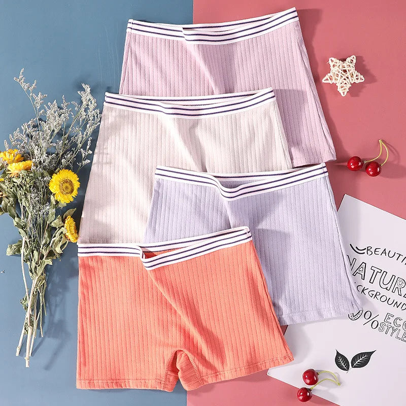 Female Lingerie Plus Size Boxer Briefs Women's Cotton Antibacterial High Waist Ladies'Boxer Briefs Flush Legs Flat Footed Shorts