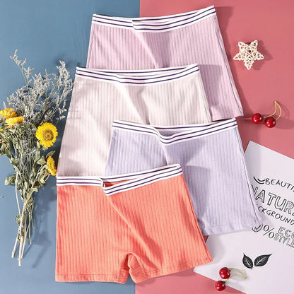 Female Lingerie Plus Size Boxer Briefs Women's Cotton Antibacterial High Waist Ladies'Boxer Briefs Flush Legs Flat Footed Shorts