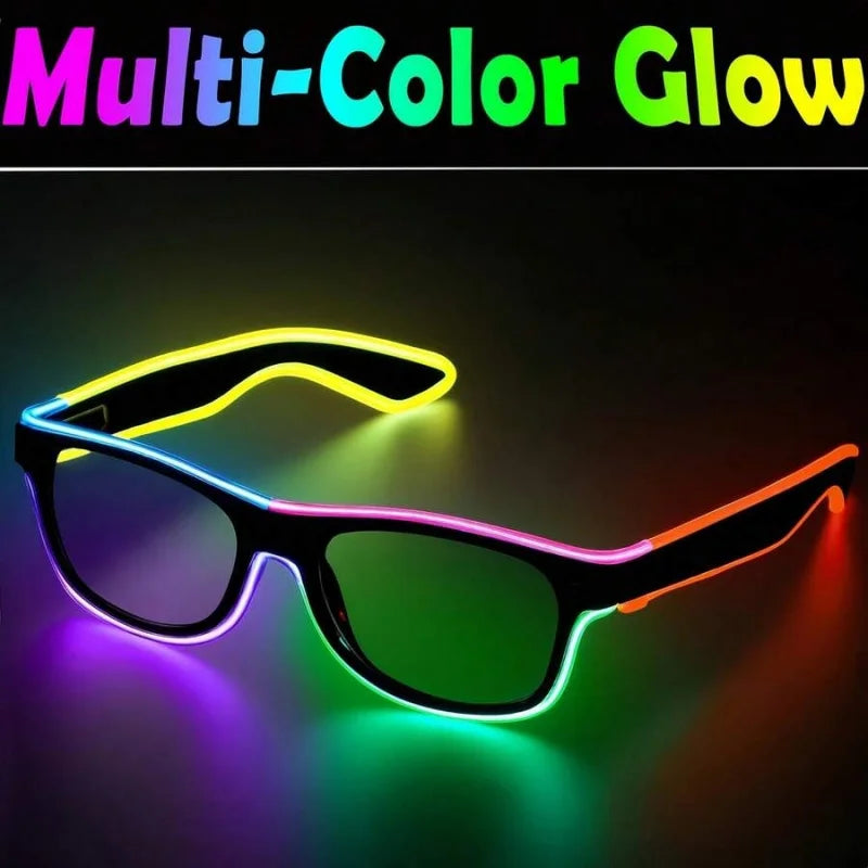 LED WirelessGlassesMulti-Color Luminous Neon Lights Glasses Style Source Flashing Modes Suitable For Carnival Parties