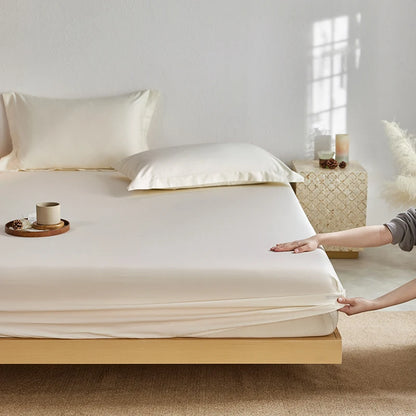Organic Egyptian Cotton Fitted Sheet with Elastic Bands Luxury 1000TC Mattress Cover Non Slip Machine Washable 140/160/180/200cm
