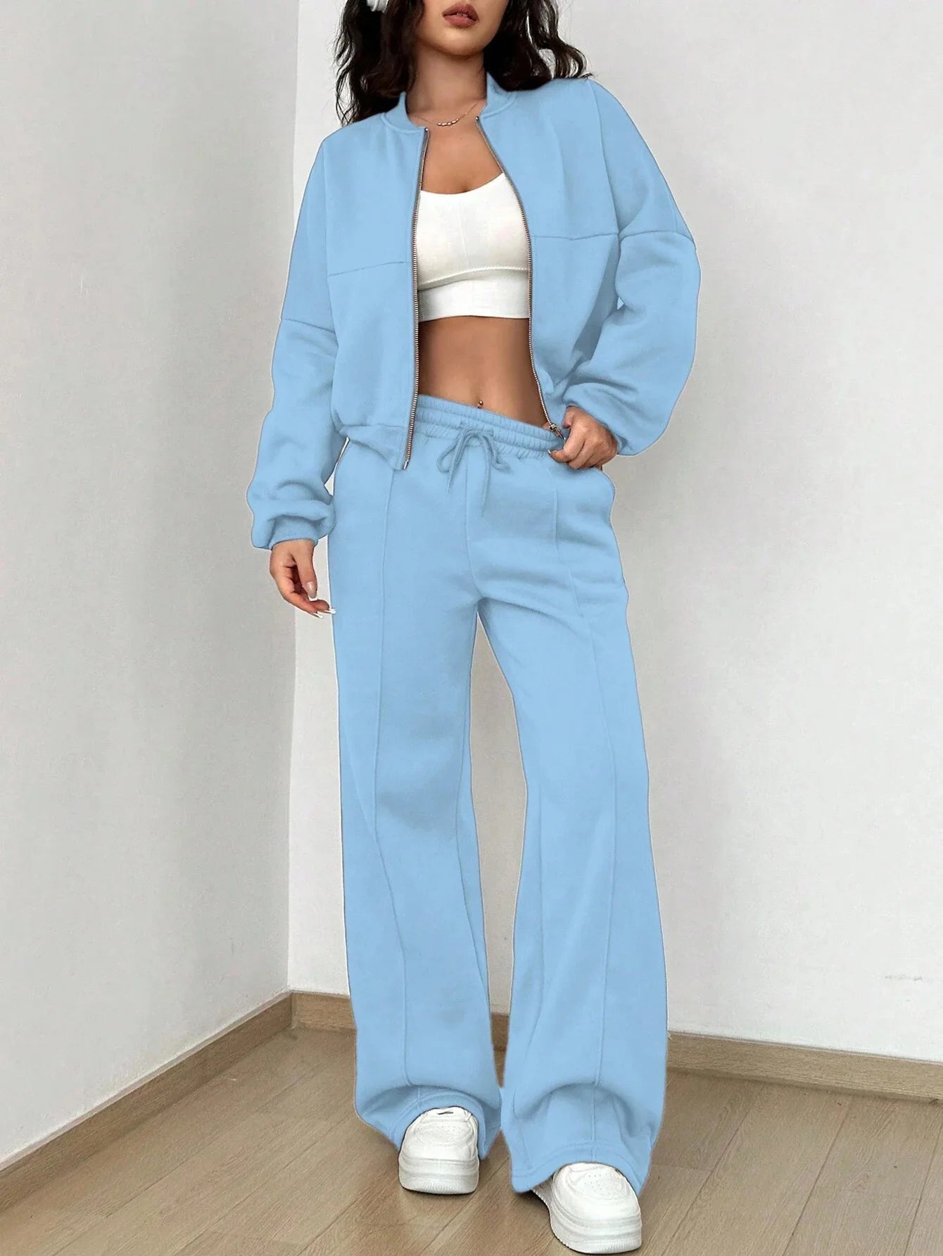 Fashion Two-piece Women's White Sports Suit Loose Sports Shirt+casual Pants Sets Sportswear Women Clothes Tracksuit Women Outfit