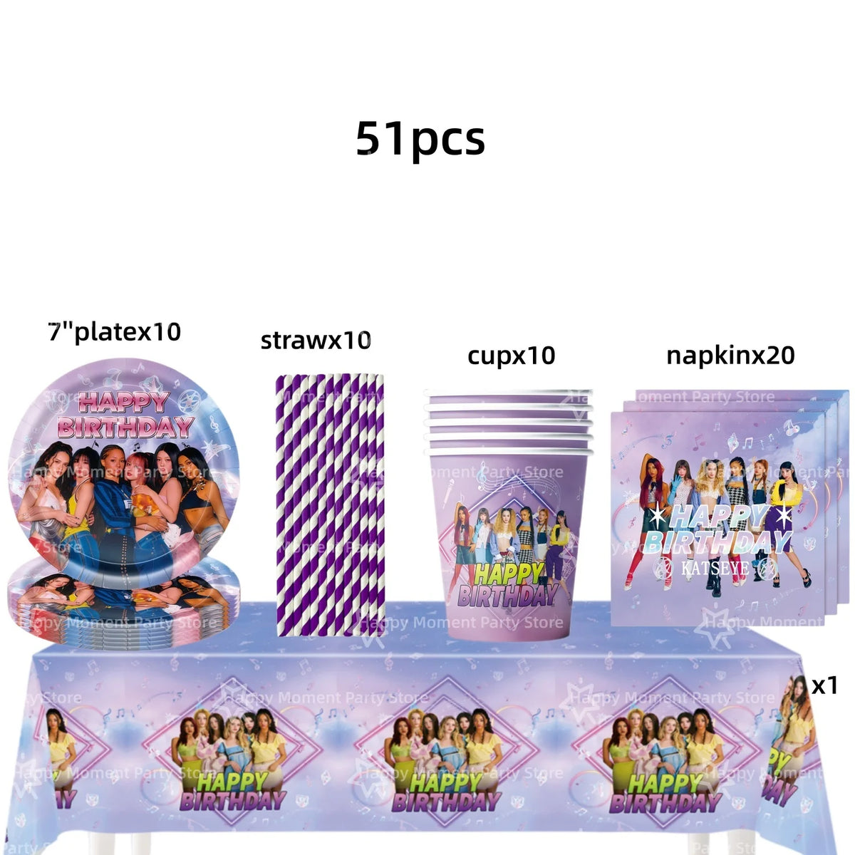 Kpop Katseye Party Decoration Tableware Tablecloth Cup Plate Napkin Sticker Bags Balloons Baby Shower Kpop Party Favors Supplies
