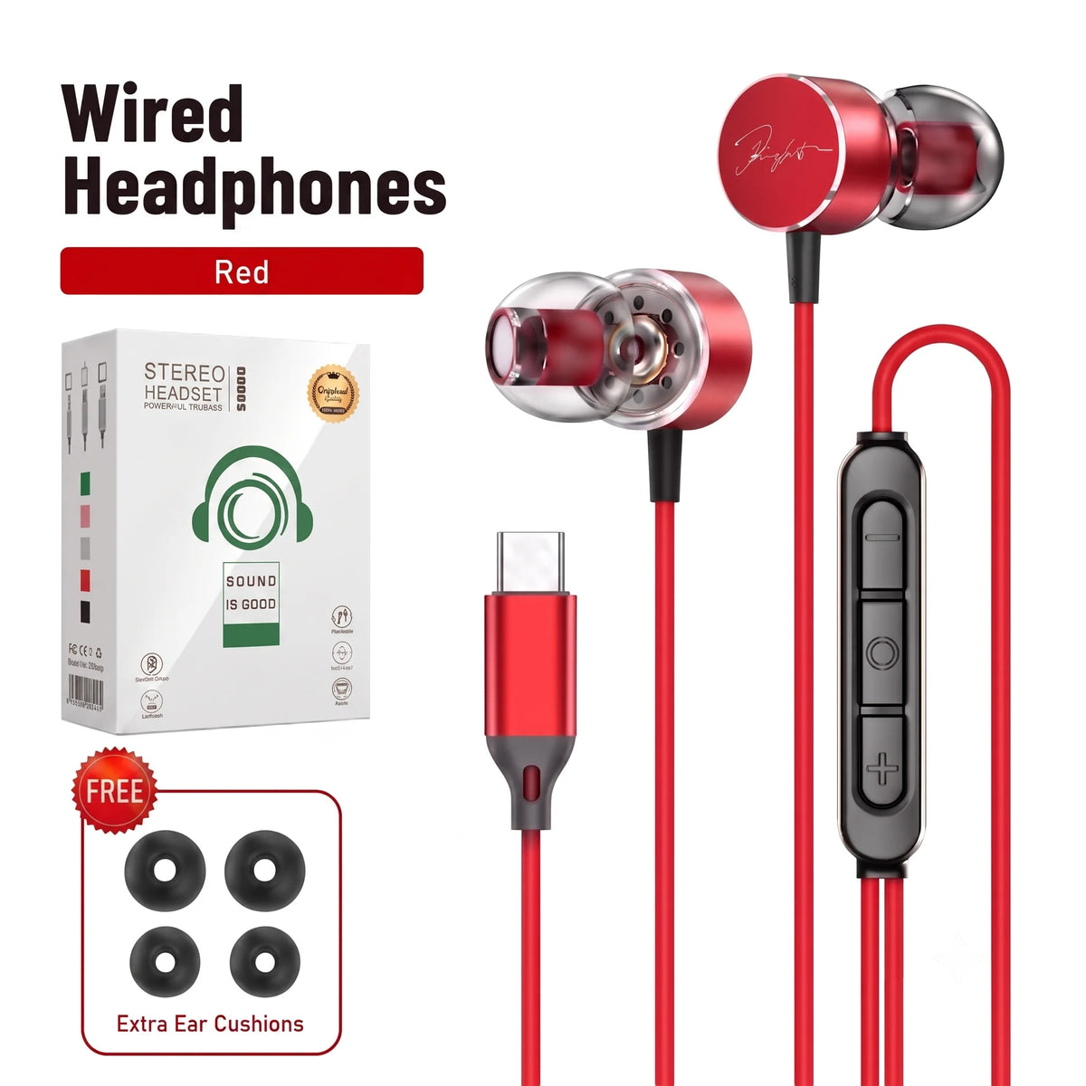 Wired Earphones 9D Surround Sound Type C Headphones Volume Control Headset With HD Mic Earbuds For iPhone 17 Pro Samsung Galaxy