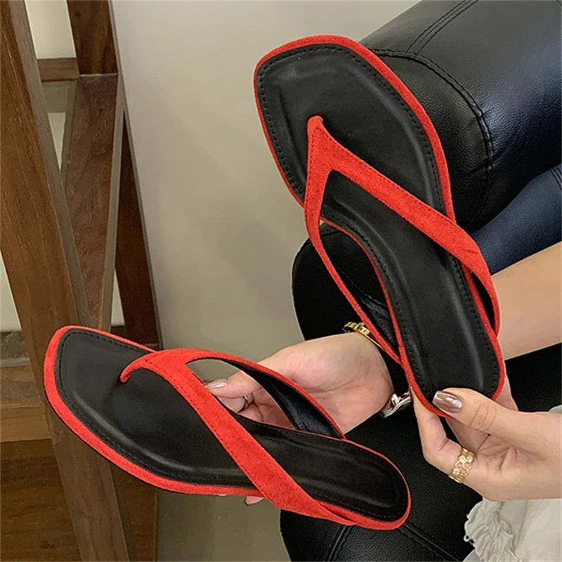 Eilyken Fashion Shallow Square Clip Toe Slippers Women Low Heels Sandals 2026 Summer Party Flip Flops Female Shoes