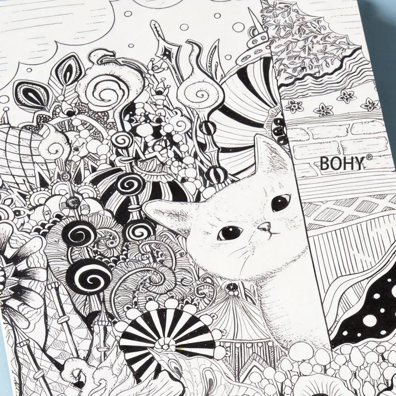 1 Immersive Healing Zen Sketching and Copying Album, 24 Pages, Suitable for Adults To Relieve Stress, Calm Down in Painting