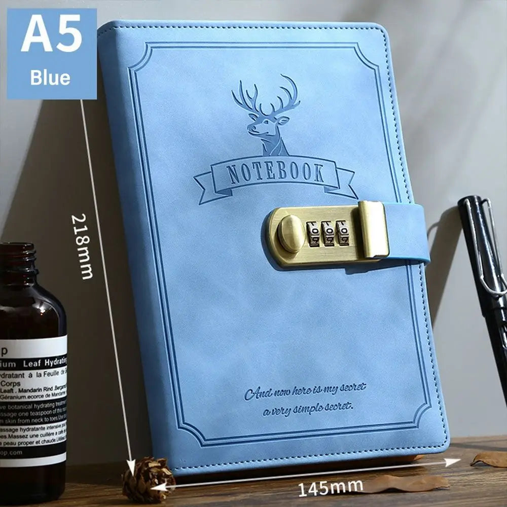 New 200 Sheets A5 Notebook Retro Password Book With Lock Thickened Creative Diary Book Students Notepad Stationery