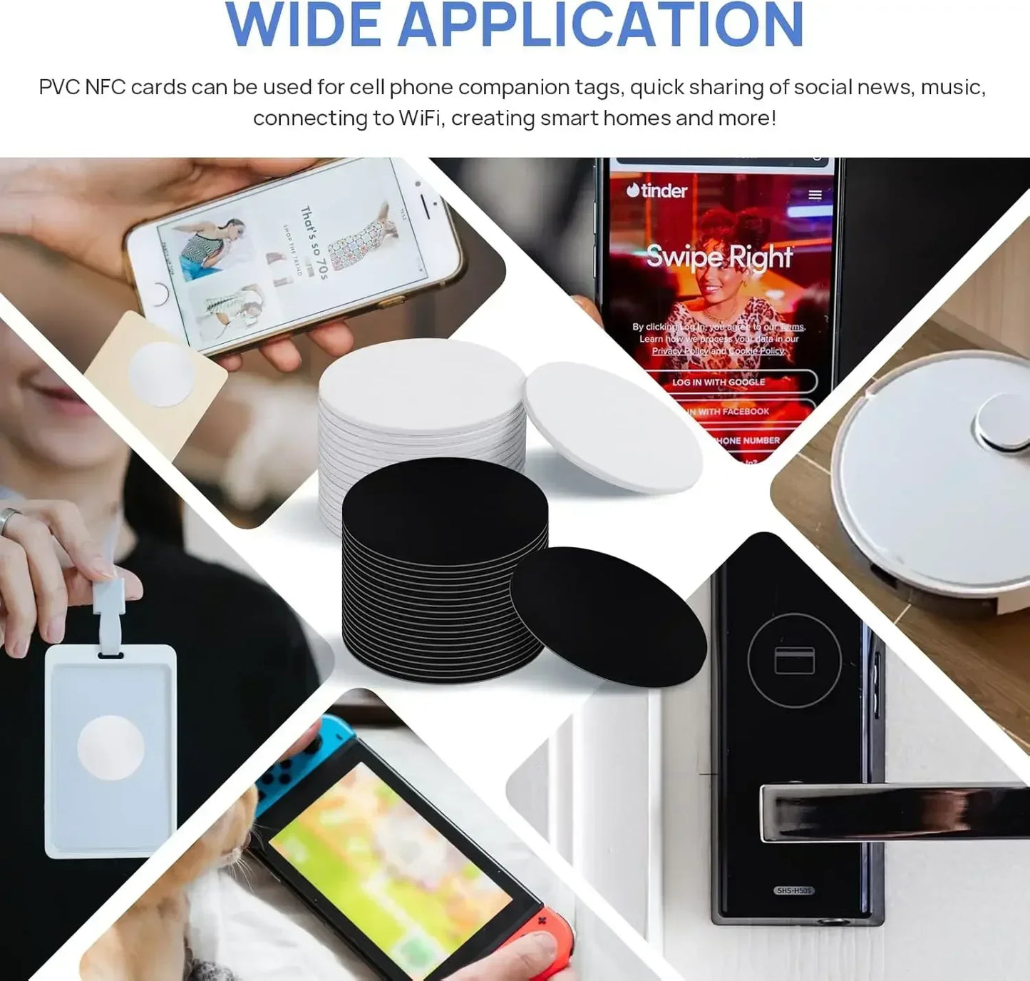 Ntag 215 NFC Phone Available RFID Tags Stickers Adhesive Label NFC Ntag215 Self-adhesive Tag 13.56MHz ISO14443A Sticker
