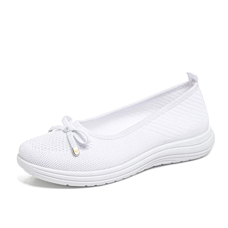 Women's Bow Slip-On Flats | Round-Toe EVA-Insole Shoes | Everyday Casual Wear