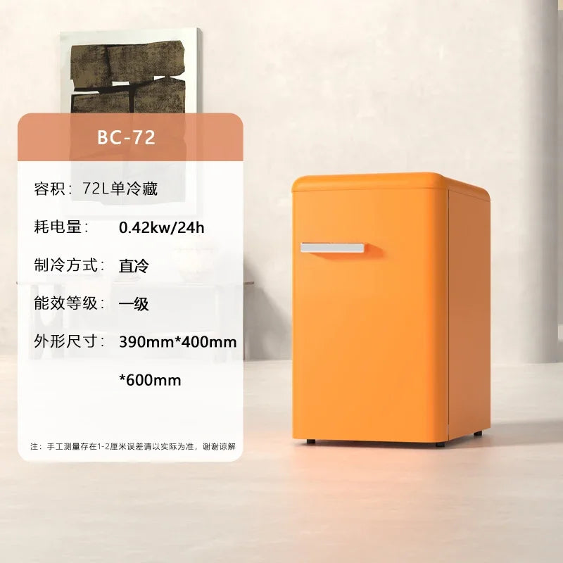 Chigo orange retro single door refrigerator, small medium family kitchen, refrigerator