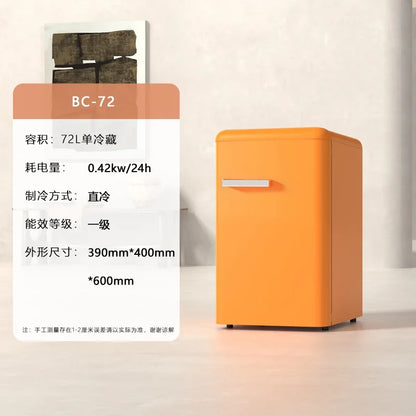 Chigo orange retro single door refrigerator, small medium family kitchen, refrigerator