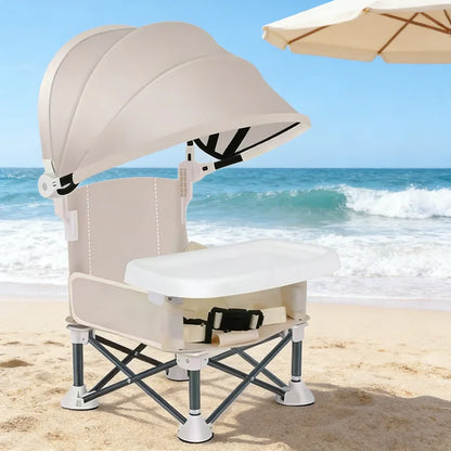 Portable Outdoor Camping Folding Dining Chair Sunshade High Chair with Tent Baby Picnic Table Chair Camping Gear