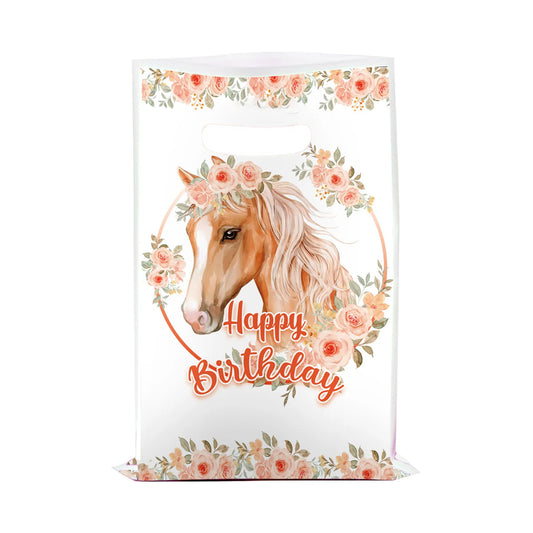 10/50PCS Cartoon Farm Horse Gift Bags Racing Horse Themed Dream Princess Cowboy Baby Shower Birthday Candy Bags Decor Supplies