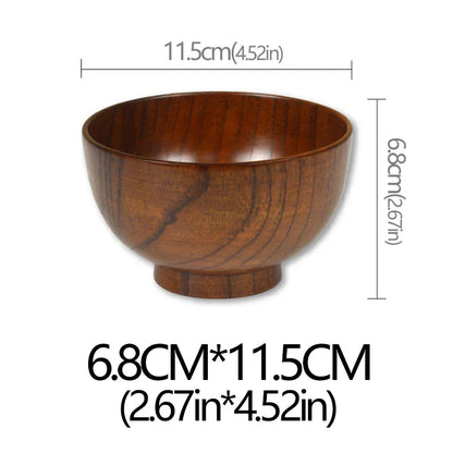 Sour Jujube Wood Old Lacquer Household Bowl Japanese Style Wooden Soup Rice Bowls Tableware For Kids Children Adults