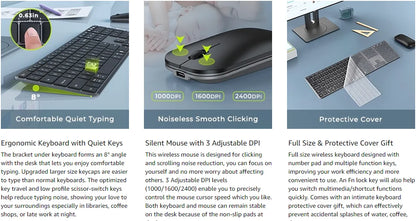 Wireless Bluetooth Keyboard and Mouse Combo Multi-Device Rechargeable Slim Keyboard and Mouse for Win 8 10 MacBook Pro Air iPad