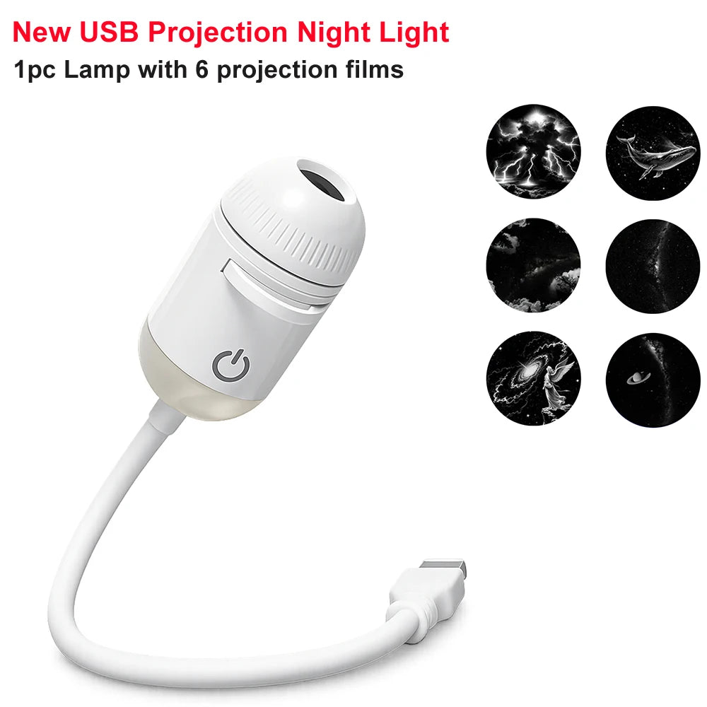 Romantic LED Starry Sky Night Light USB Powered Saturn Galaxy Projector Lamp for Car Roof Party Room Ceiling Decor Plug and Play