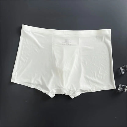 3 Pc Summer Ice Silk Underwear Men Sexy Boxers Seamless Male Underpants Plus Size Ultra-thin Trunk Shorts