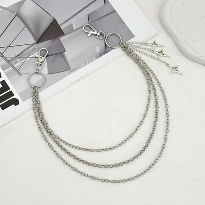 Punk Multilayer Metal Star Pendant Pant Chain Hip Hop Waist keychain Jeans Chain Women Trendy Jewelry Accessories Gifts