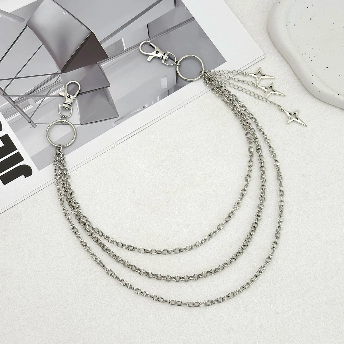 Punk Multilayer Metal Star Pendant Pant Chain Hip Hop Waist keychain Jeans Chain Women Trendy Jewelry Accessories Gifts
