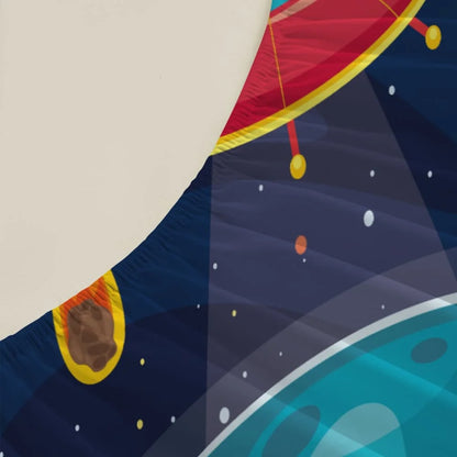 1pc Cartoon Space Astronaut Print Fitted Sheet Deep Pocket Elastic Mattress Cover Single Double Queen King Bedroom Decor