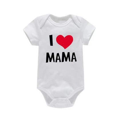 I Love Mama & Papa Funny Baby Romper T-shirt Crawling Clothes Triangle Onesies Newborn Baby Clothes Onesies for Babies