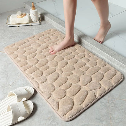 Cobblestone Embossed Bath Mat Non-slip Carpets Water Absorption Washable Bathtub Floor Rug Shower Doormat Bathroom Decor
