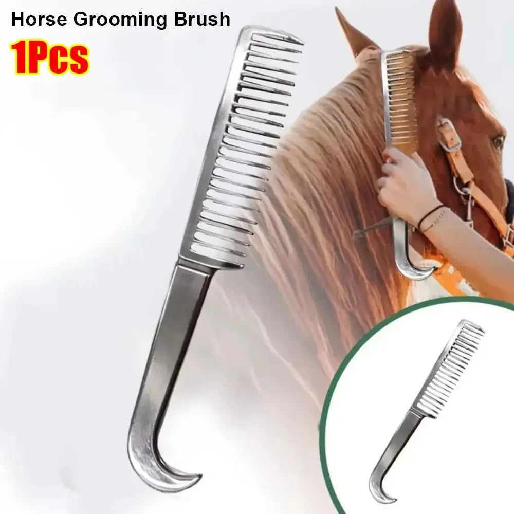 1Pcs Durable Thickened Tooth Horse Grooming Brush Aluminum Alloy Mane Tail Hair Comb Bristle Riding Brush Equestrian Supplies