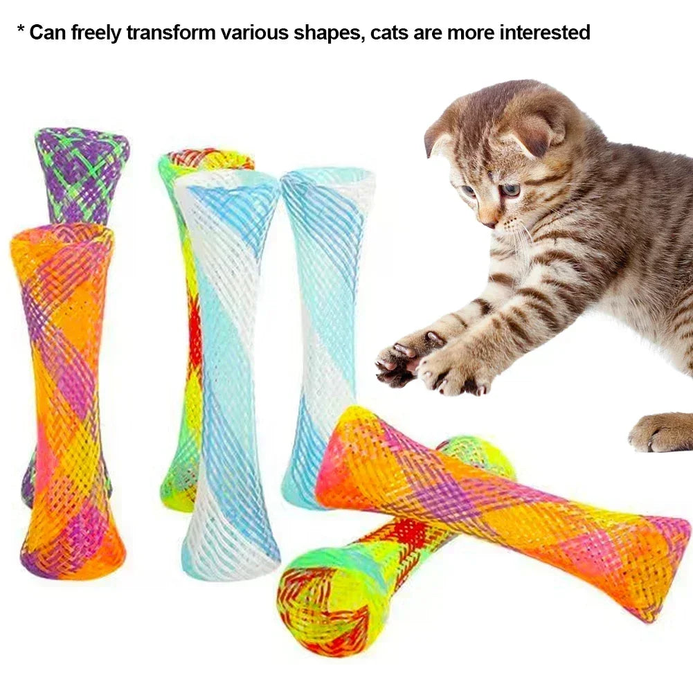 5/10pcs Cat Springs Toys Kitten Coil Spiral Pet Interactive Gauge Plastic Spring Toy Colorful Springs Cat Pet Tower Toy