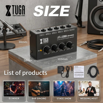 Mini Mixing Console 4 Channel Audio Mixer Mobile Recording Soundcard Studio Podcasting Live Streaming Equipment MH400