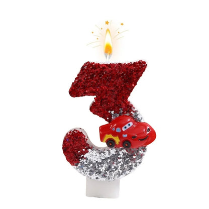 New 0-9 Number Birthday Candles Original Two-tone Sports Car Birthday Cake Digital Party Anniversary Candle Decoration