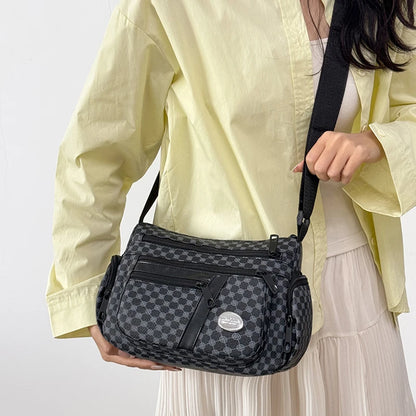 Everyday Versatile Rhombus Pattern Crossbody Bag Trendy Two Color Option, Multi Compartment Layout for Weekend Short Trips