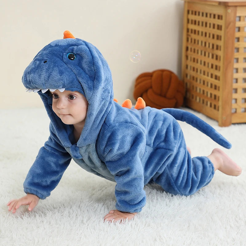 Cartoon Flannel Baby Rompers Unicorn Rabbit Dinosaur Pajamas Cotton Baby Boy Girls Animal Costume Baby Jumpsuit Kigurumi Outfits
