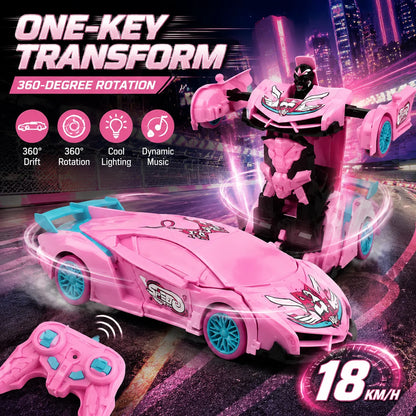 Unicorn RC Car for Girls 2.4GHz Remote Control Stunt Car with LED Lights 360° Rotation Racing Toy Kids Birthday Christmas Gift
